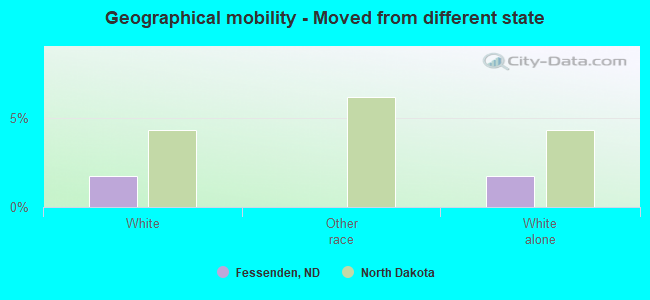 Geographical mobility -  Moved from different state