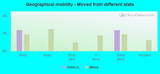 Geographical mobility -  Moved from different state