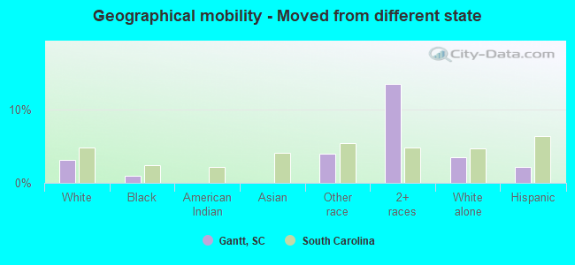 Geographical mobility -  Moved from different state