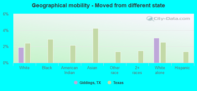 Geographical mobility -  Moved from different state