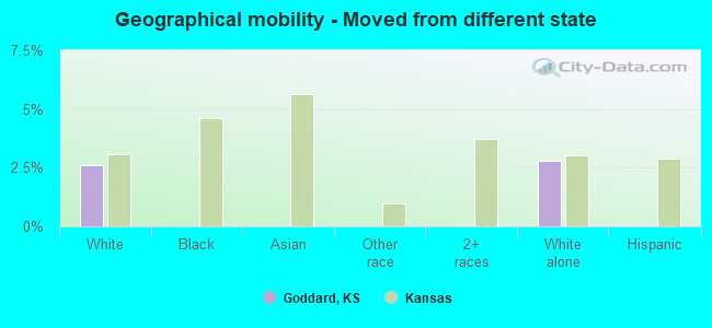 Geographical mobility -  Moved from different state