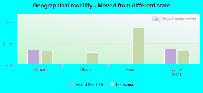 Geographical mobility -  Moved from different state