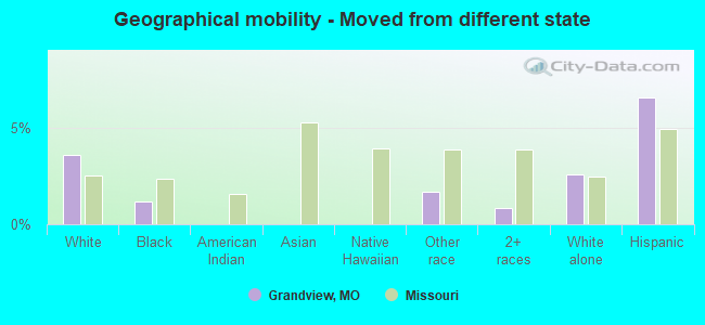 Geographical mobility -  Moved from different state