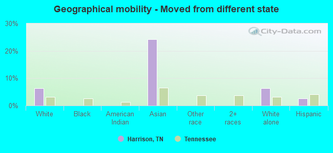 Geographical mobility -  Moved from different state