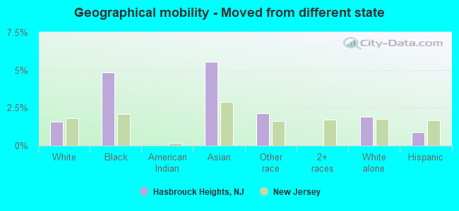 Geographical mobility -  Moved from different state