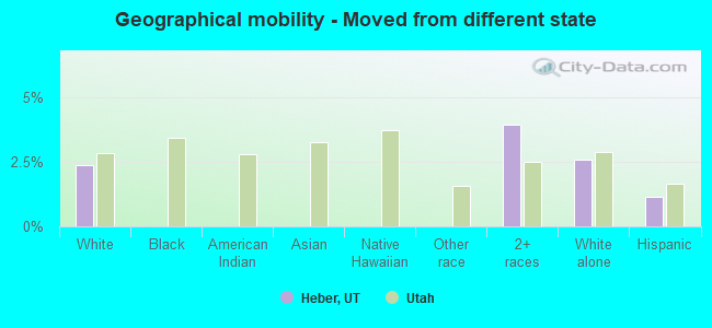 Geographical mobility -  Moved from different state