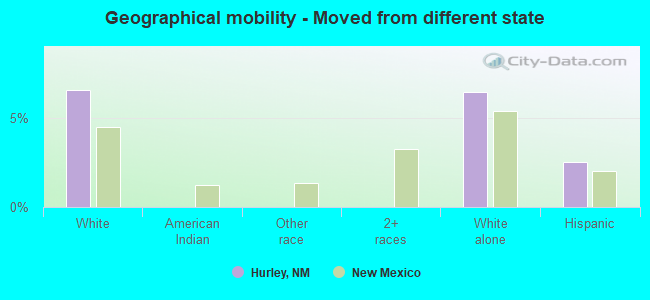 Geographical mobility -  Moved from different state