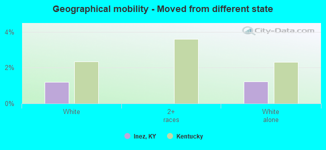 Geographical mobility -  Moved from different state