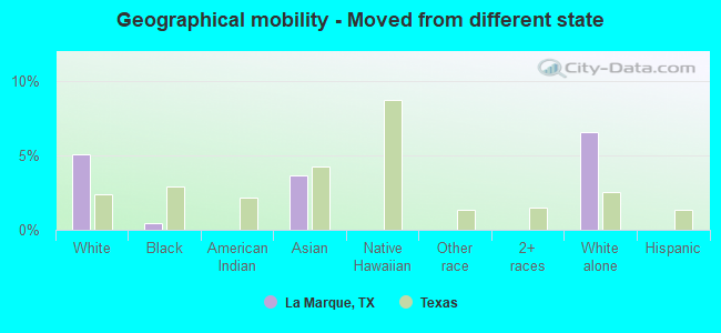 Geographical mobility -  Moved from different state