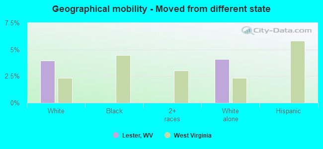 Geographical mobility -  Moved from different state