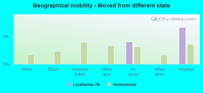 Geographical mobility -  Moved from different state