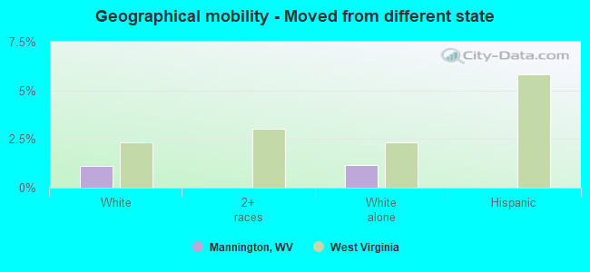 Geographical mobility -  Moved from different state