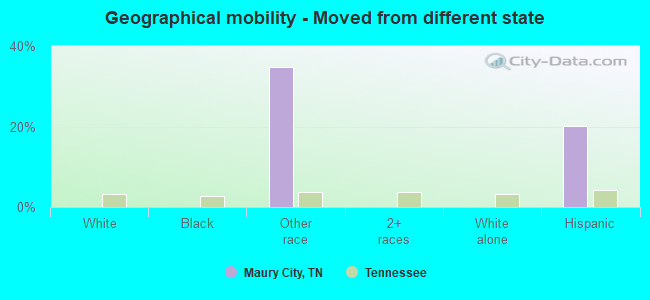 Geographical mobility -  Moved from different state