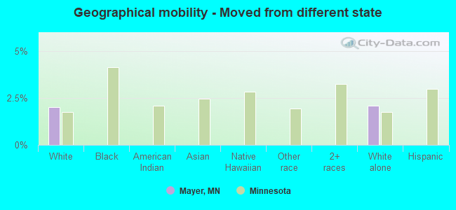 Geographical mobility -  Moved from different state