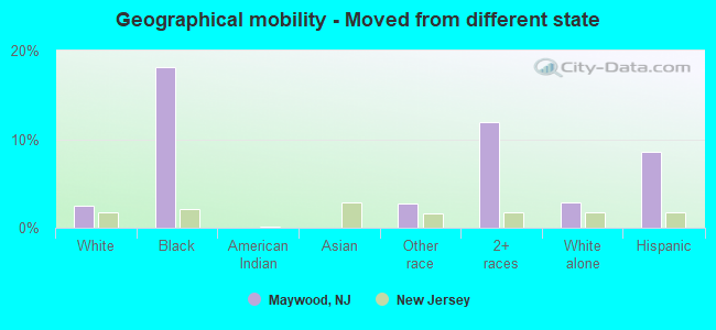 Geographical mobility -  Moved from different state