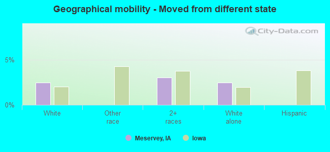 Geographical mobility -  Moved from different state