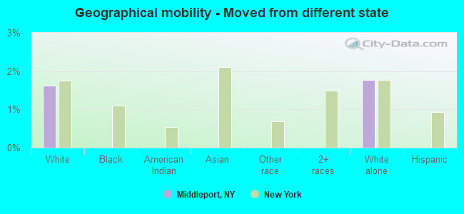 Geographical mobility -  Moved from different state