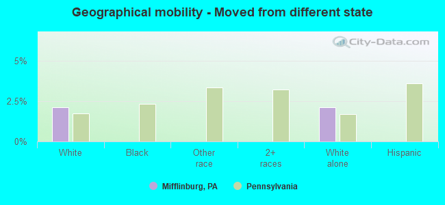 Geographical mobility -  Moved from different state