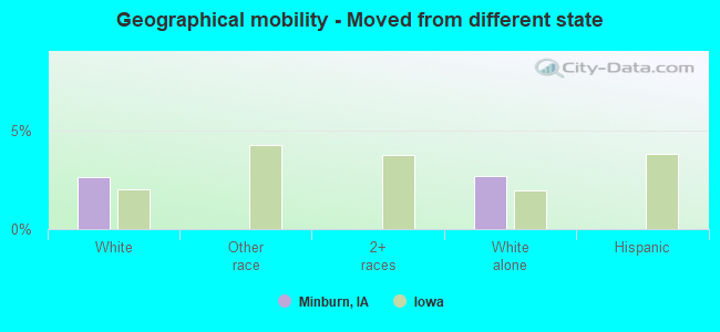 Geographical mobility -  Moved from different state