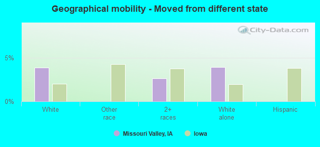 Geographical mobility -  Moved from different state