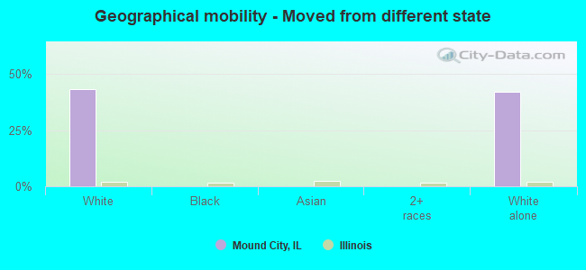 Geographical mobility -  Moved from different state