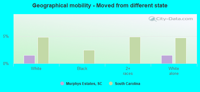 Geographical mobility -  Moved from different state