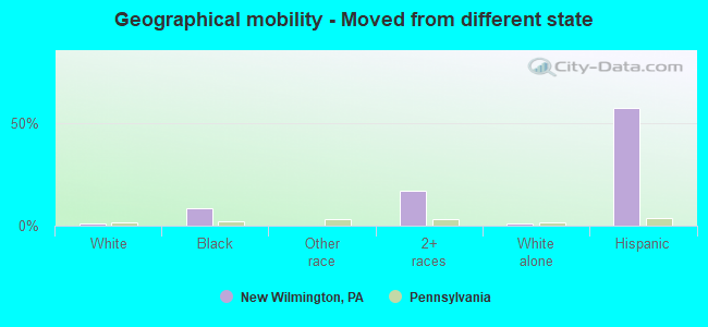 Geographical mobility -  Moved from different state