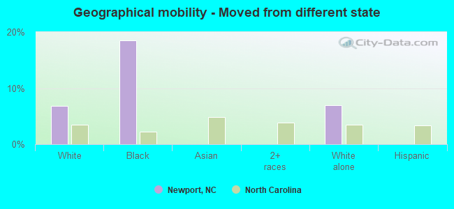 Geographical mobility -  Moved from different state