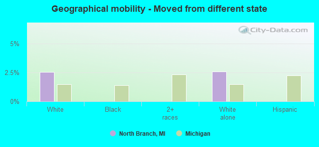 Geographical mobility -  Moved from different state