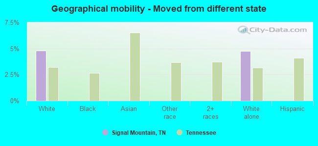 Geographical mobility -  Moved from different state