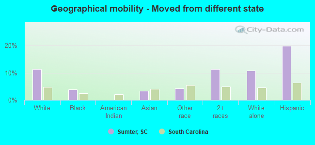 Geographical mobility -  Moved from different state