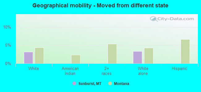 Geographical mobility -  Moved from different state