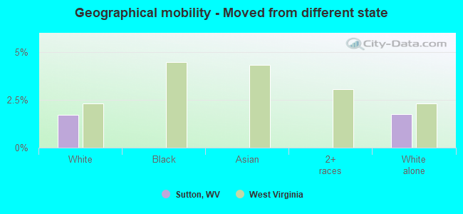 Geographical mobility -  Moved from different state