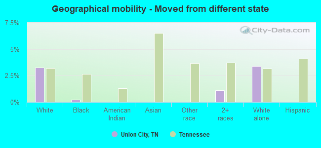 Geographical mobility -  Moved from different state