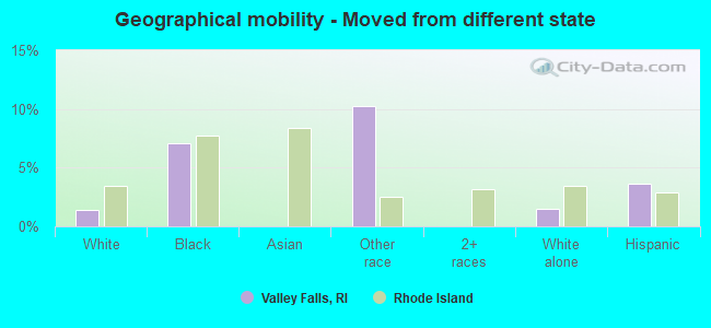 Geographical mobility -  Moved from different state