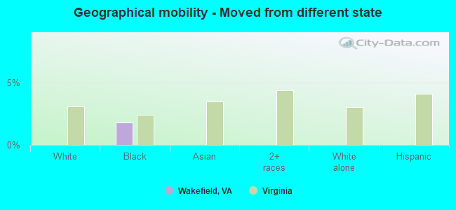 Geographical mobility -  Moved from different state