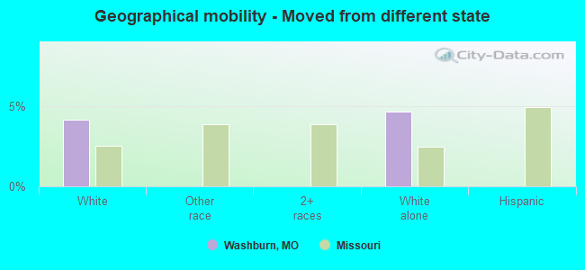 Geographical mobility -  Moved from different state