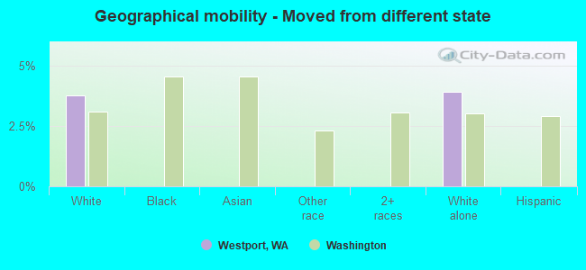 Geographical mobility -  Moved from different state