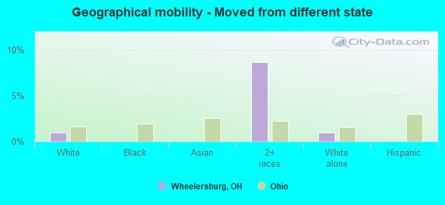 Geographical mobility -  Moved from different state