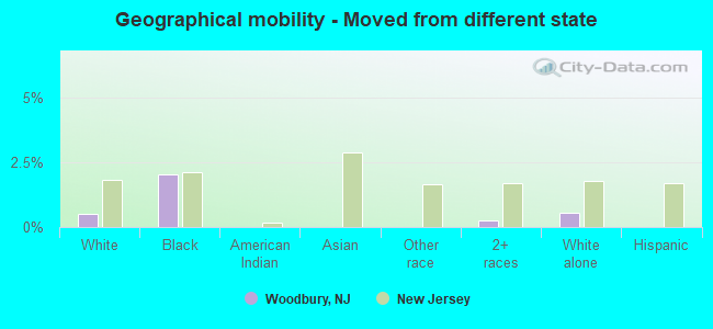 Geographical mobility -  Moved from different state