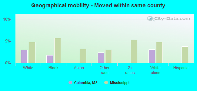 Geographical mobility -  Moved within same county