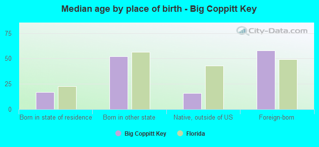 Median age by place of birth - Big Coppitt Key