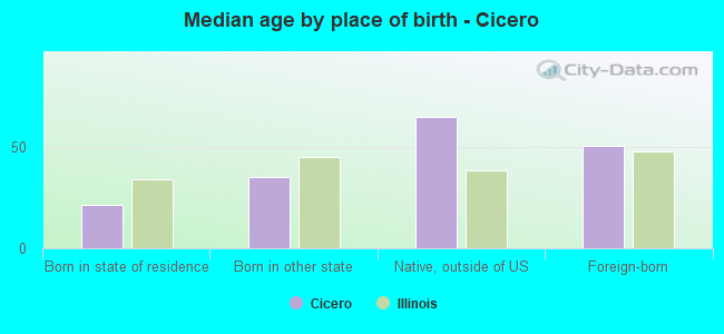 Median age by place of birth - Cicero