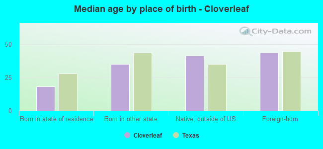 Median age by place of birth - Cloverleaf