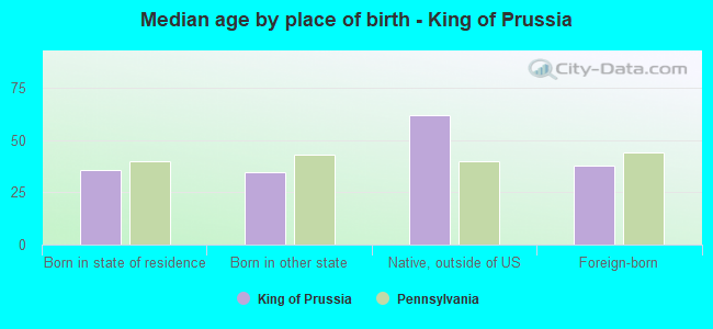 Median age by place of birth - King of Prussia