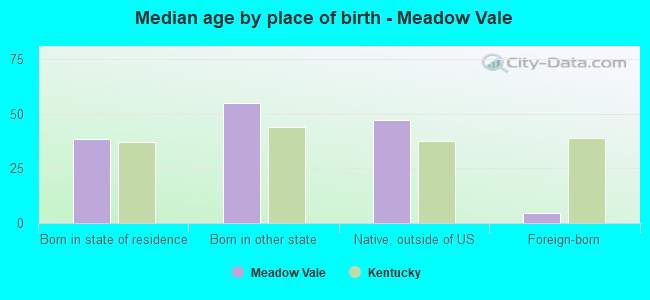 Median age by place of birth - Meadow Vale