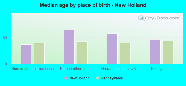 Median age by place of birth - New Holland
