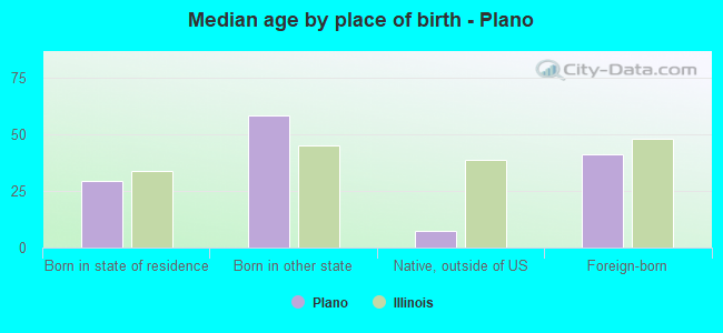 Median age by place of birth - Plano