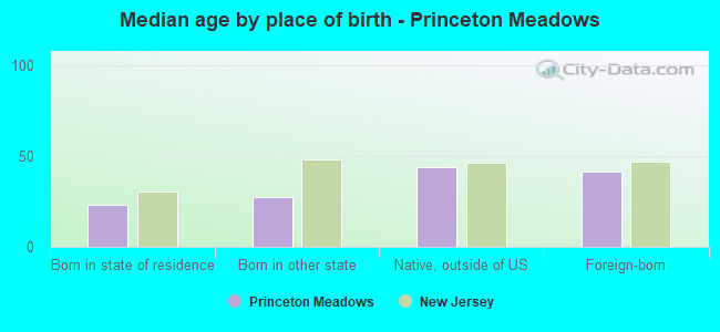 Median age by place of birth - Princeton Meadows