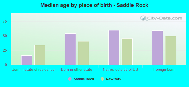 Median age by place of birth - Saddle Rock